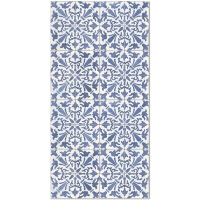 HOME & LIVING Tapis en carreaux hydrauliques bleus - Pour cuisine, salon, extérieur - Publicité HOME & LIVING Tapis en carreaux hydrauliques bleus - Pour cuisine, salon, extérieur - Publicité