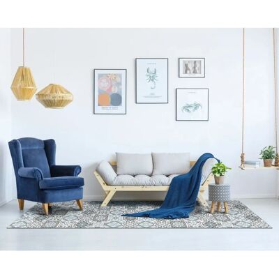 HOME AND LIVING Tapis en vinyle Triana Gris Bleu - Design hydraulique - Intérieur/Extérieur - Publicité HOME AND LIVING Tapis en vinyle Triana Gris Bleu - Design hydraulique - Intérieur/Extérieur - Publicité