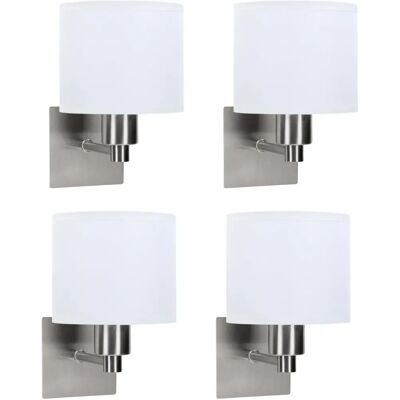 FORLIGHT Lyon Juego de 4 Apliques de Pared Níquel Satinado Pantalla Blanca FORLIGHT Lyon Juego de 4 Apliques de Pared Níquel Satinado Pantalla Blanca