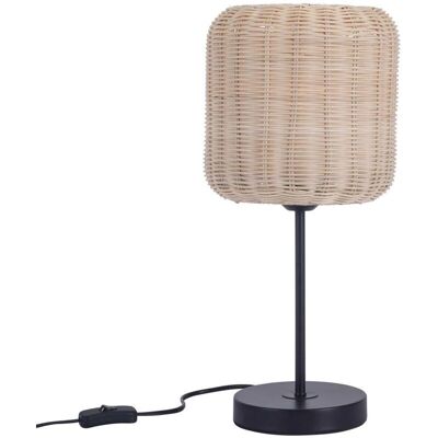 Lampe de table Cortic en rotin et noir - 15W - Publicité Lampe de table Cortic en rotin et noir - 15W - Publicité