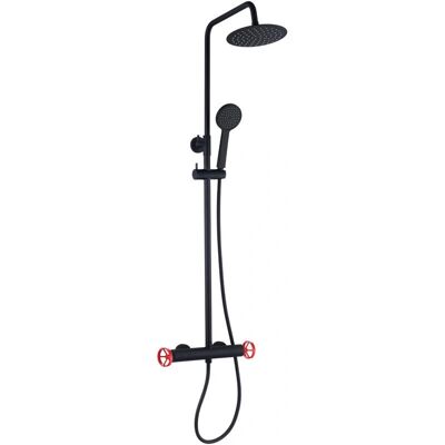 Columna de Ducha K2O Delta Ajustable - Negro/Rojo - Cabezal Redondo 20cm Columna de Ducha K2O Delta Ajustable - Negro/Rojo - Cabezal Redondo 20cm