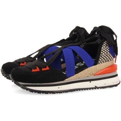 Sneakers Noires Gioseppo à Semelle en Jute - Style Espadrille Sneakers Noires Gioseppo à Semelle en Jute - Style Espadrille