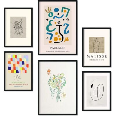 Conjunto de 6 pôsteres de modernismo NACNIC - Arte colagem A3/A4 Conjunto de 6 pôsteres de modernismo NACNIC - Arte colagem A3/A4