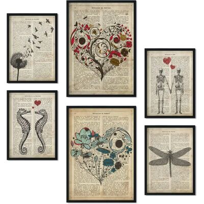 Conjunto de 6 pôsteres vintage de texto - Estética de colagem Conjunto de 6 pôsteres vintage de texto - Estética de colagem