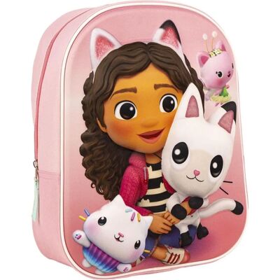 Sac à dos 3D rose pour la maternelle de Gabby's Dollhouse - Publicité Sac à dos 3D rose pour la maternelle de Gabby's Dollhouse - Publicité