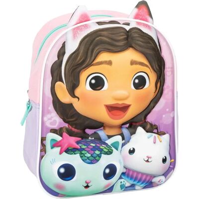 Sac à Dos Rose Gabby's Dollhouse - Sac d'École Enfant 3D - Publicité Sac à Dos Rose Gabby's Dollhouse - Sac d'École Enfant 3D - Publicité