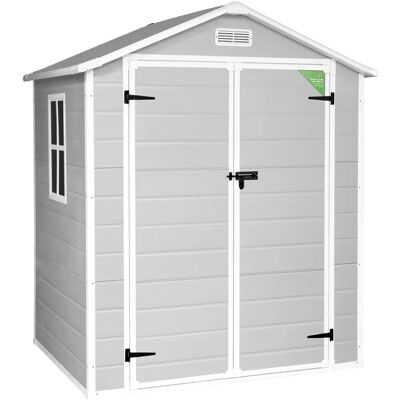 Abri Résine Jardin Wasabi 2.6 - Panneaux 12mm - Fenêtre Lumière Naturelle - Gris Blanc - Publicité Abri Résine Jardin Wasabi 2.6 - Panneaux 12mm - Fenêtre Lumière Naturelle - Gris Blanc - Publicité