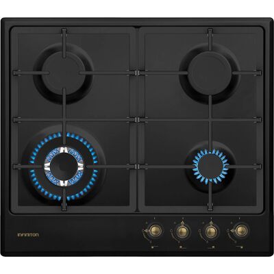 Placa de Fogão a Gás Infiniton Gas41Ro 8000W com 4 Queimadores Acabamento Rústico Preto/Dourado 58 cm Placa de Fogão a Gás Infiniton Gas41Ro 8000W com 4 Queimadores Acabamento Rústico Preto/Dourado 58 cm