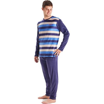 Munich MU3 Blauwe Fluwelen Pyjama - 2XL - Lange Mouwen Munich MU3 Blauwe Fluwelen Pyjama - 2XL - Lange Mouwen