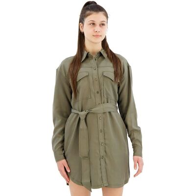 Zielona Sukienka Pepe Jeans - Lyocell Casual Długi Rękaw Zielona Sukienka Pepe Jeans - Lyocell Casual Długi Rękaw