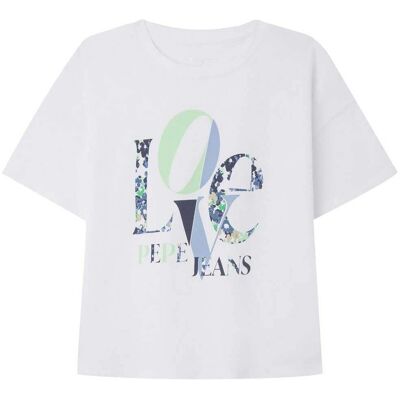 Pepe Jeans Odette bomulls T-shirt - Casual, Kortärmad, Vit Pepe Jeans Odette bomulls T-shirt - Casual, Kortärmad, Vit