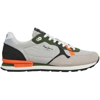 Pepe Jeans PMS40007 Baskets en cuir gris - Chaussures casual - Publicité Pepe Jeans PMS40007 Baskets en cuir gris - Chaussures casual - Publicité