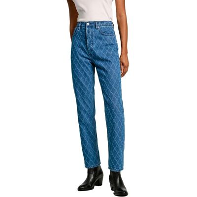 Pepe Jeans Niebieskie Spodnie Dżinsowe Wysoka Talia Prosty Krój - Jeans Pepe Jeans Niebieskie Spodnie Dżinsowe Wysoka Talia Prosty Krój - Jeans