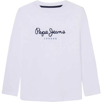 Pepe Jeans PB503919 Vit Casual Långärmad Organic Bomull T-shirt - T-shirt Pepe Jeans PB503919 Vit Casual Långärmad Organic Bomull T-shirt - T-shirt