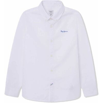 Pepe Jeans Weißes Hemd für Jungen - Casual Oxford Baumwolle Langarm PB302646 Pepe Jeans Weißes Hemd für Jungen - Casual Oxford Baumwolle Langarm PB302646