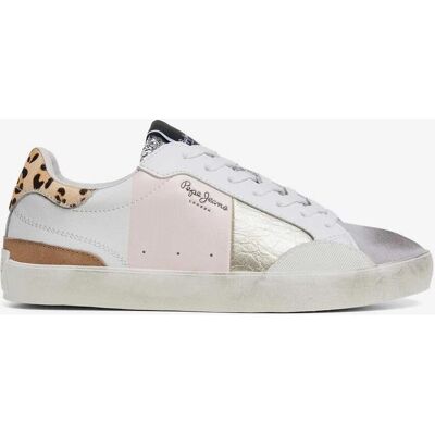 Pepe Jeans PLS31573 Leder Sneakers Weiß Rosa - Sneakers Pepe Jeans PLS31573 Leder Sneakers Weiß Rosa - Sneakers