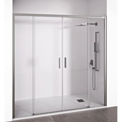 Bellobath Painel de Chuveiro - Prata fosca - Largura 180-185cm - Altura 195cm - 2 portas deslizantes + painéis fixos Bellobath Painel de Chuveiro - Prata fosca - Largura 180-185cm - Altura 195cm - 2 portas deslizantes + painéis fixos