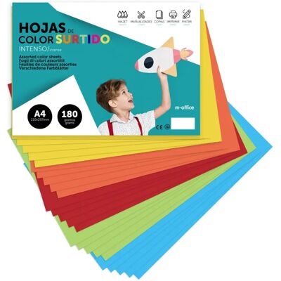 M-OFFICE Buntkarton - A4 180g, Bunte Farben für Bastelarbeiten & Druck M-OFFICE Buntkarton - A4 180g, Bunte Farben für Bastelarbeiten & Druck