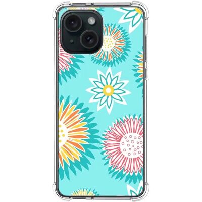Coque en silicone floral Tumundosmartphone - Protection antichoc pour iPhone 15 - Publicité Coque en silicone floral Tumundosmartphone - Protection antichoc pour iPhone 15 - Publicité
