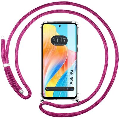 Roze Oppo A58 4G Telefoonhoesje met Koord - Beschermhoes Roze Oppo A58 4G Telefoonhoesje met Koord - Beschermhoes