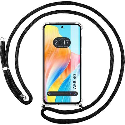 Transparante schokbestendige telefoonhoes met koord voor Oppo A58 4G Transparante schokbestendige telefoonhoes met koord voor Oppo A58 4G