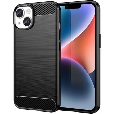 Coque en TPU noir carbone pour iPhone 15 Plus - coque de téléphone Coque en TPU noir carbone pour iPhone 15 Plus - coque de téléphone