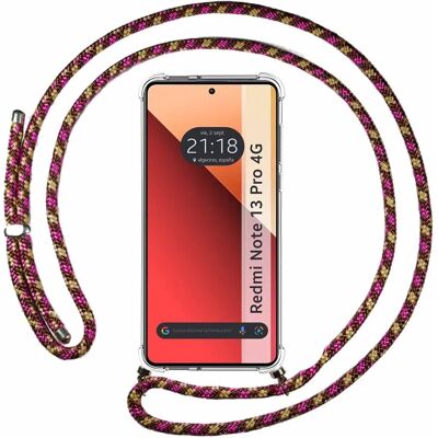Coque Suspendue Rose / Doré pour Xiaomi Redmi Note 13 Pro 4G - Type de Téléphone - Publicité Coque Suspendue Rose / Doré pour Xiaomi Redmi Note 13 Pro 4G - Type de Téléphone - Publicité