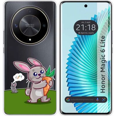 Coque en silicone transparente pour Huawei Honor Magic 6 Lite 5G design lapin - Publicité Coque en silicone transparente pour Huawei Honor Magic 6 Lite 5G design lapin - Publicité