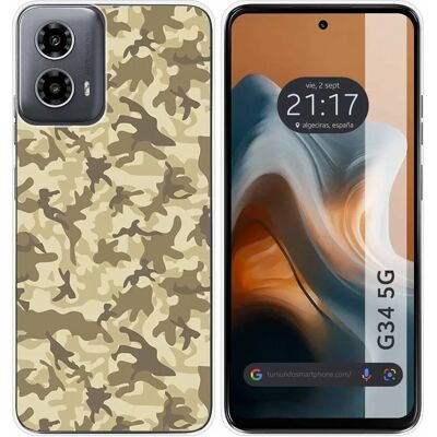 Coque en silicone camouflage sable pour Motorola G34 5G - Publicité Coque en silicone camouflage sable pour Motorola G34 5G - Publicité
