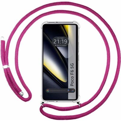 Coque Antichoc Rose Fuchsia pour Xiaomi Poco F6 5G avec Lanyard - Phone Case Coque Antichoc Rose Fuchsia pour Xiaomi Poco F6 5G avec Lanyard - Phone Case