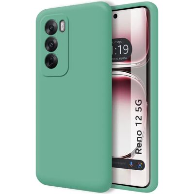 Coque Ultra en Silicone Liquide Verte pour Oppo Reno 12 5G Coque Ultra en Silicone Liquide Verte pour Oppo Reno 12 5G