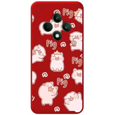 Coque en Silicone Rouge avec Design Porcs pour Oppo Reno 12Fs - Publicité Coque en Silicone Rouge avec Design Porcs pour Oppo Reno 12Fs - Publicité