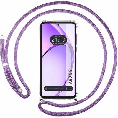 Capa Antichoque Roxa para Oppo A80 5G com Pingente Capa Antichoque Roxa para Oppo A80 5G com Pingente