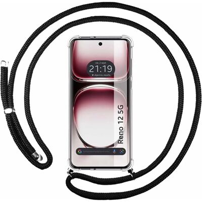 Oppo Reno 12 5G Schokbestendige Siliconen Telefoonhoes met Koord Oppo Reno 12 5G Schokbestendige Siliconen Telefoonhoes met Koord