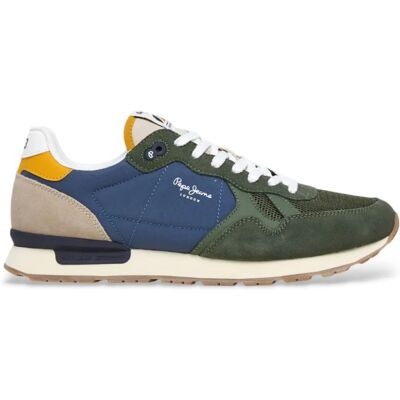 Pepe Jeans PMS40030 Brit Camp Tênis de couro verde - Tênis Pepe Jeans PMS40030 Brit Camp Tênis de couro verde - Tênis