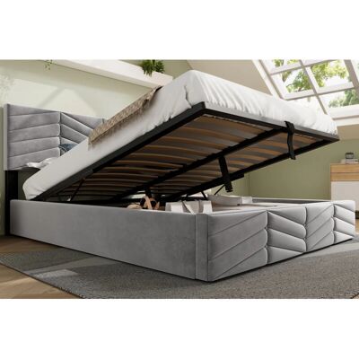 WISHDOR - Letto imbottito 140x200 - Gris - terciopelo - Bed WISHDOR - Letto imbottito 140x200 - Gris - terciopelo - Bed