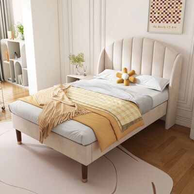 HAUSS SPOLE - Letto imbottito - 90x200cm - Beige - Cama HAUSS SPOLE - Letto imbottito - 90x200cm - Beige - Cama