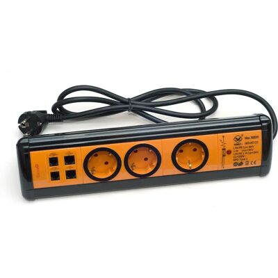 Multiprise Garza - 3 Prises, USB, RJ11, RJ45, Câble 1,4m Multiprise Garza - 3 Prises, USB, RJ11, RJ45, Câble 1,4m