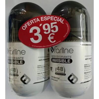 Dúo de Desodorantes en Roll-on Invisible de Farline - 48h protección Dúo de Desodorantes en Roll-on Invisible de Farline - 48h protección