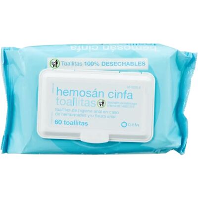 Cinfa Hemosán Toallitas 60 Unidades - Higiene de hemorroides Cinfa Hemosán Toallitas 60 Unidades - Higiene de hemorroides
