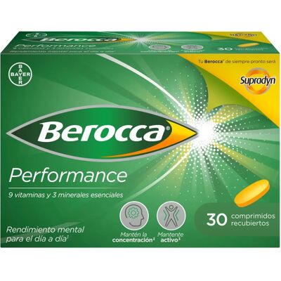 Comprimés de vitamines Berocca Performance de Bayer - 30 unités - Publicité Comprimés de vitamines Berocca Performance de Bayer - 30 unités - Publicité