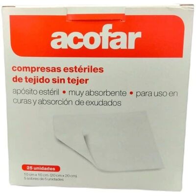 Compresas Estériles de Tejido Sin Tejer Acofar - 10x10cm - 25 Uds Compresas Estériles de Tejido Sin Tejer Acofar - 10x10cm - 25 Uds