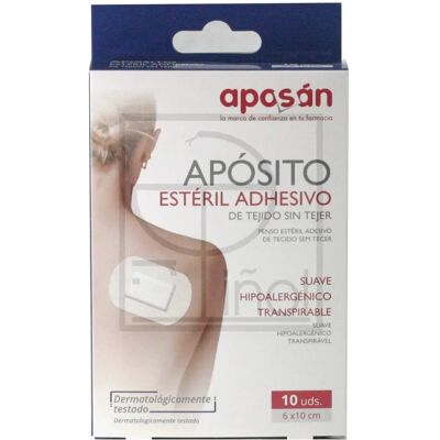 Aposan Sterile Non-Woven Adhesive Wound Dressing - 6x10cm - 10 Units Aposan Sterile Non-Woven Adhesive Wound Dressing - 6x10cm - 10 Units