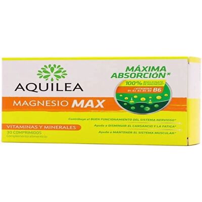 Aquilea Marca Max 30 Magnesio - Suplemento alimenticio de 30 tabletas Aquilea Marca Max 30 Magnesio - Suplemento alimenticio de 30 tabletas