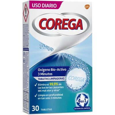 Corega Active Oxygen 3 Minutes 30 Tablets - Denture Cleaning Tablets Corega Active Oxygen 3 Minutes 30 Tablets - Denture Cleaning Tablets