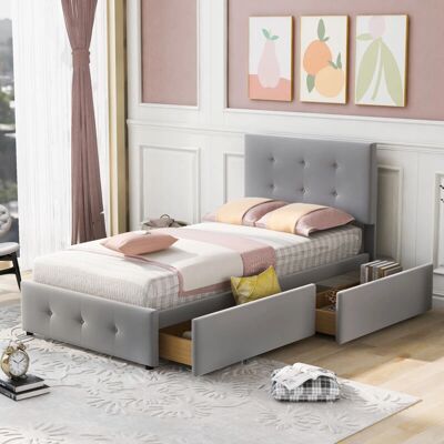 OKWISH - LD000001AAE - 90x200 cm - Grau Velours - Bett OKWISH - LD000001AAE - 90x200 cm - Grau Velours - Bett