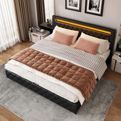 WISHDOR - Letto imbottito LED - 180x200 - Negro - Bed with storage WISHDOR - Letto imbottito LED - 180x200 - Negro - Bed with storage