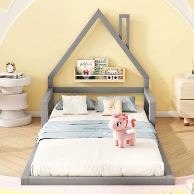 OKWISH - Lettino 90x200 Casa - Pino - Gris - Cama OKWISH - Lettino 90x200 Casa - Pino - Gris - Cama