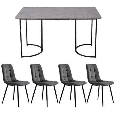 MUVOE Ensemble de table à manger en marbre moderne - 4 chaises - 140x80 cm - Publicité MUVOE Ensemble de table à manger en marbre moderne - 4 chaises - 140x80 cm - Publicité