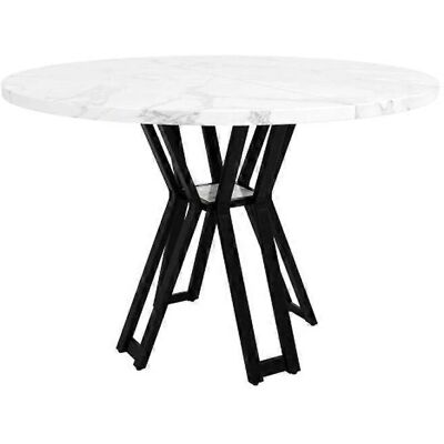 Table à Manger Ronde MUVOE - 100x100x76 cm - Pieds Noirs - Plateau en MDF Marbre - Publicité Table à Manger Ronde MUVOE - 100x100x76 cm - Pieds Noirs - Plateau en MDF Marbre - Publicité